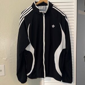 Adidas Men's Black and White Windbreaker - L
